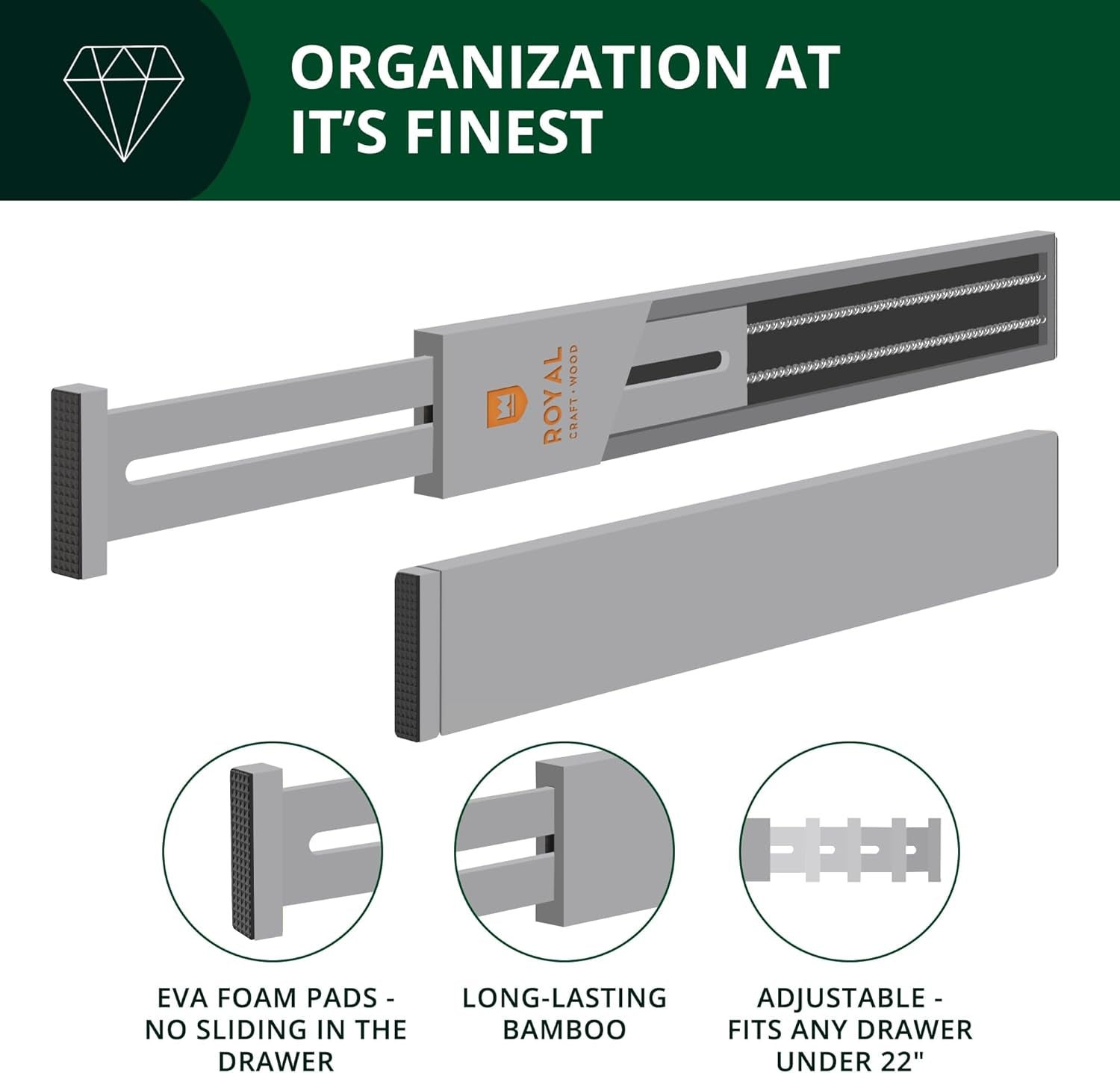 Adjustable Bamboo Drawer Dividers – Expandable (4 Pack)