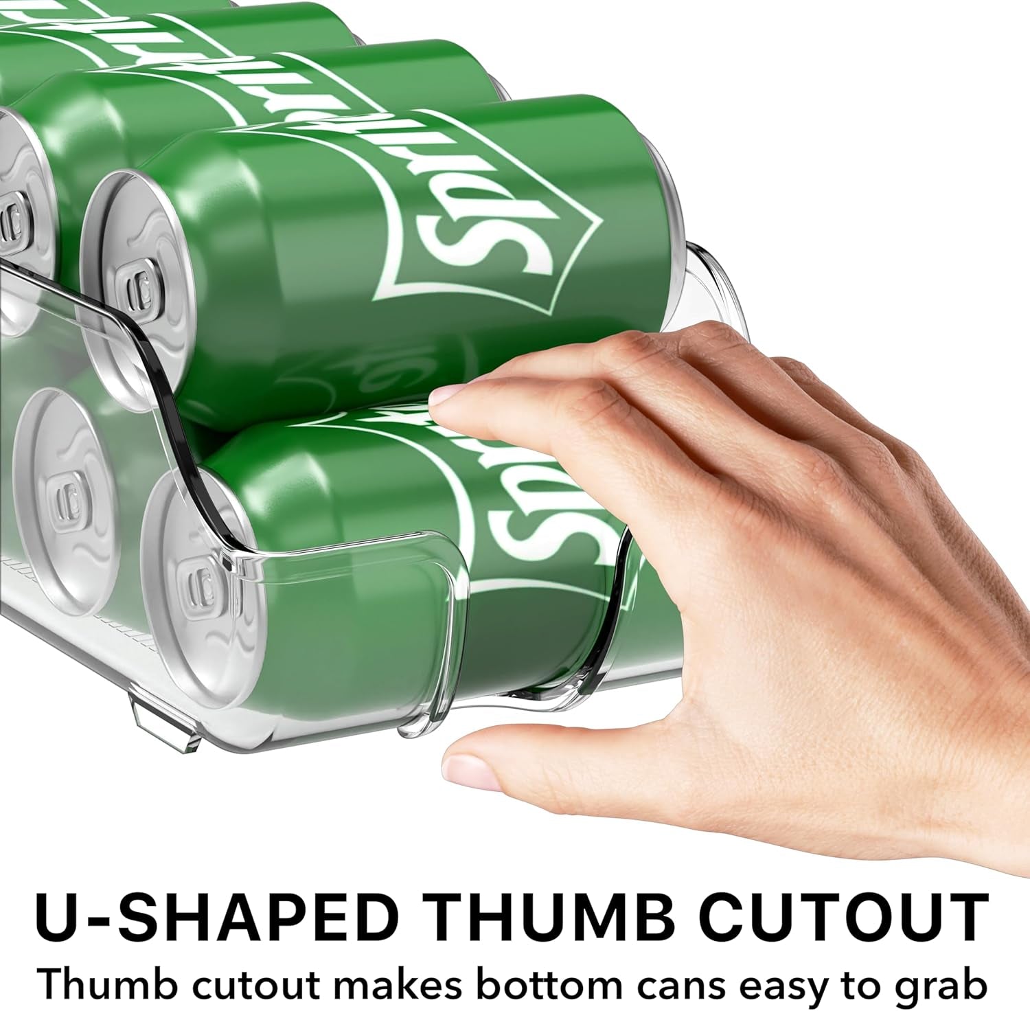 Soda Can Organizer and Dispenser for Refrigerator / Pantry, Clear, Set of 2