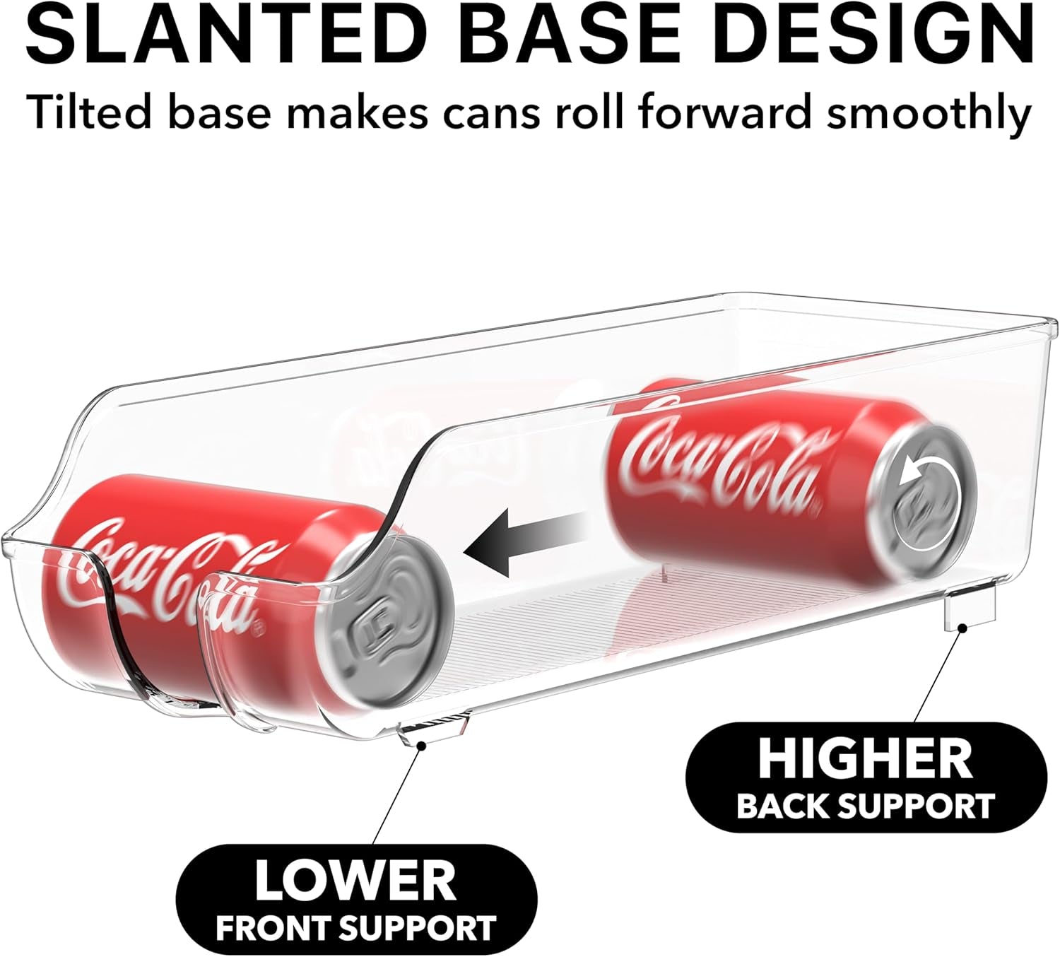 Soda Can Organizer and Dispenser for Refrigerator / Pantry, Clear, Set of 2