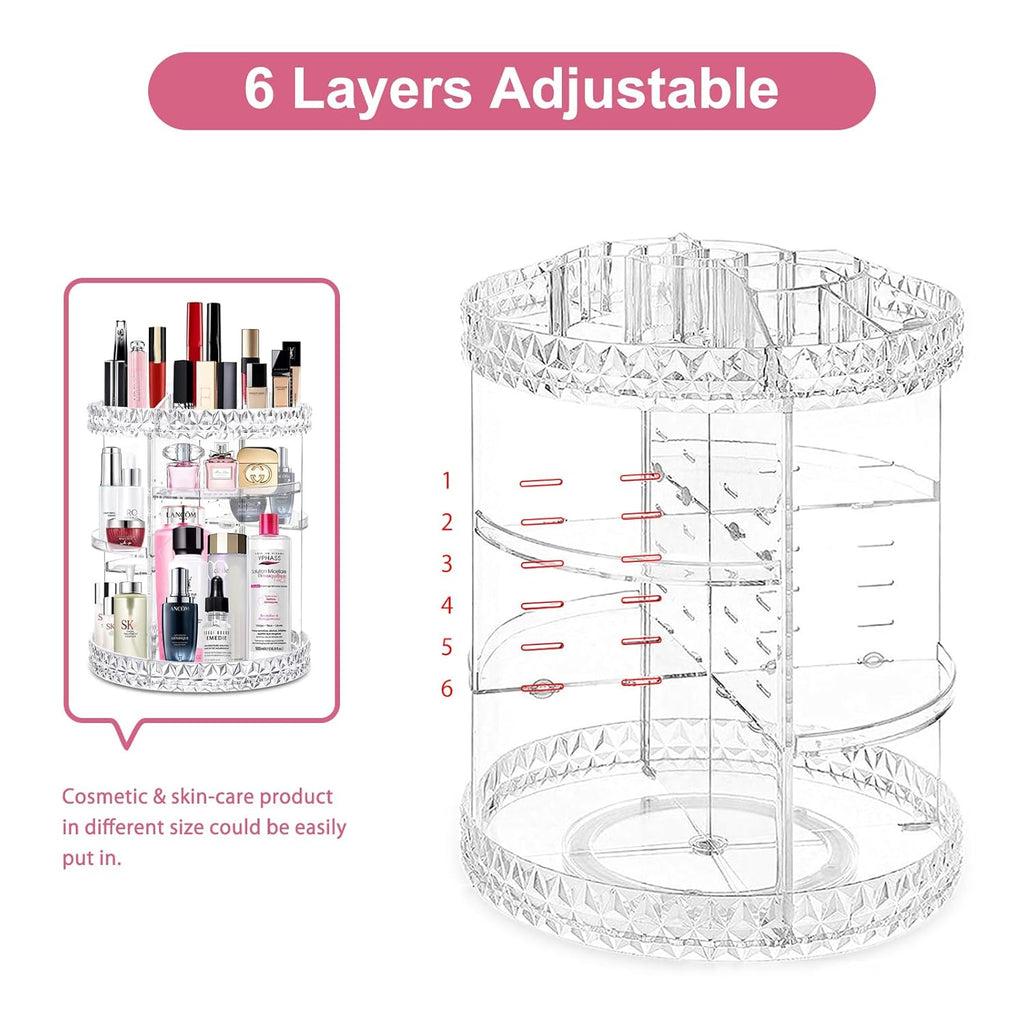360° Rotating Makeup & Perfume Organizer – Acrylic Storage Case