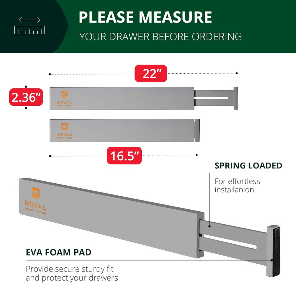 Adjustable Bamboo Drawer Dividers – Expandable (4 Pack)