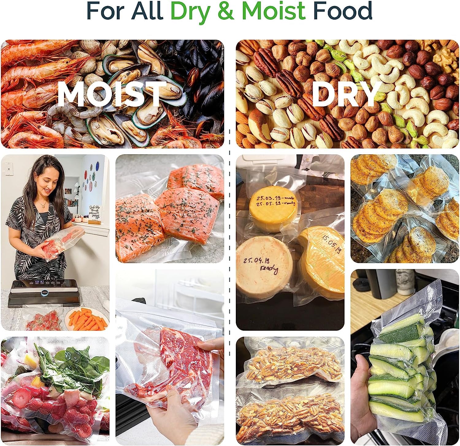 Vacuum Sealer Rolls – 8” x 50’ Food Storage Bags (2 Pack)