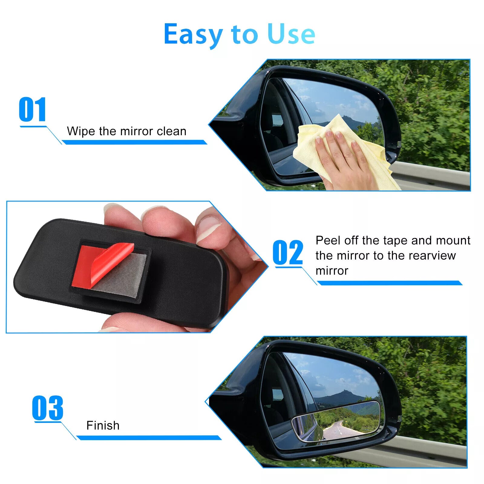 2PCS Blind Spot Mirror Auto 360° Wide Angle Convex Rear Side View Car Truck SUV