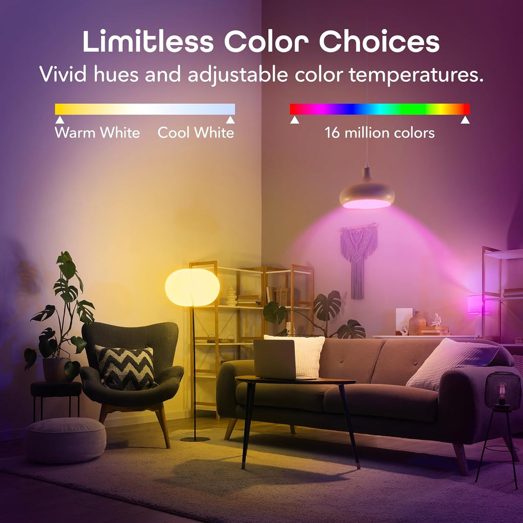 Prisma Plus 800 Smart LED Bulbs (2-Pack) – Color-Changing & Tunable White, Alexa/Google Compatible