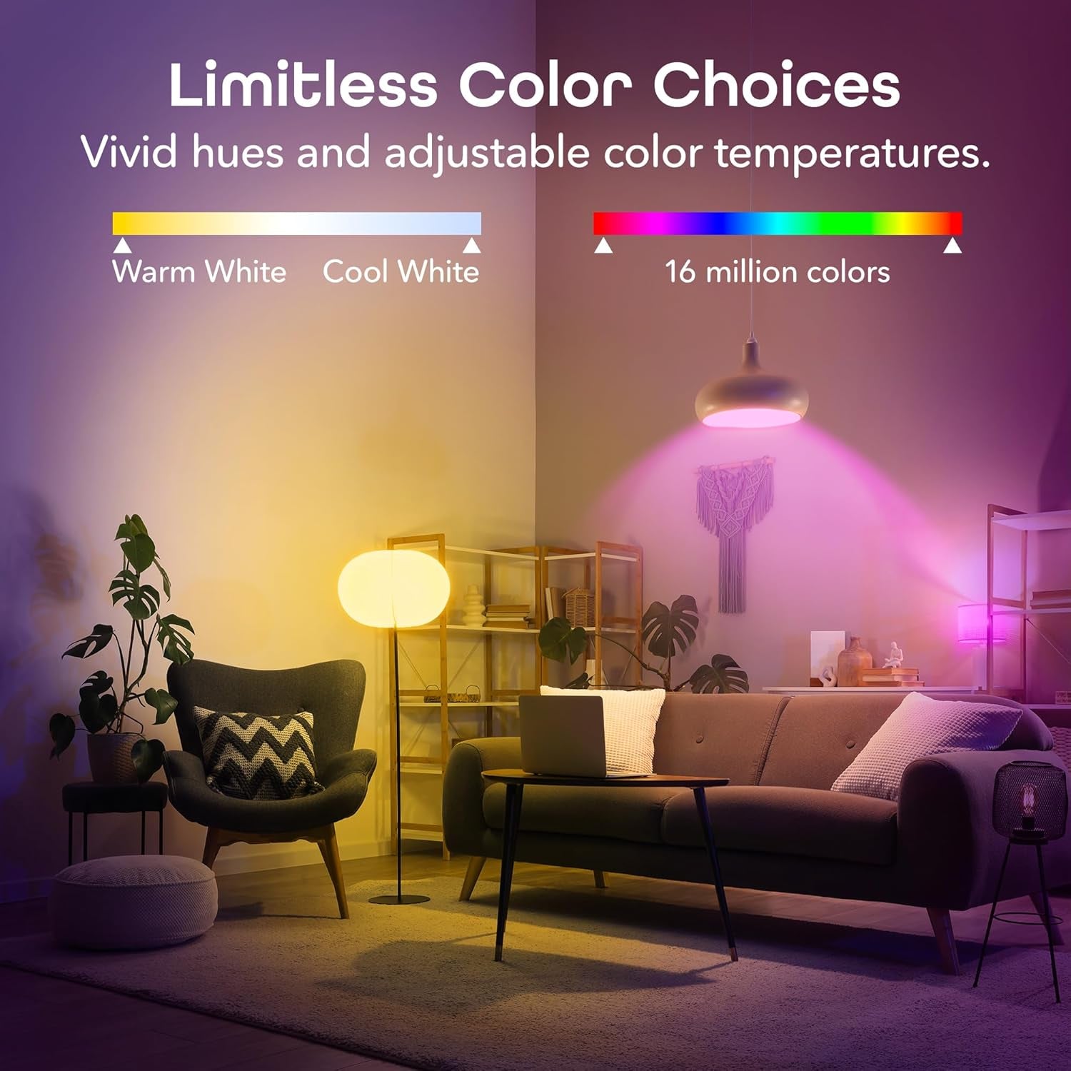 Prisma Plus 800 Smart LED Bulbs (2-Pack) – Color-Changing & Tunable White, Alexa/Google Compatible
