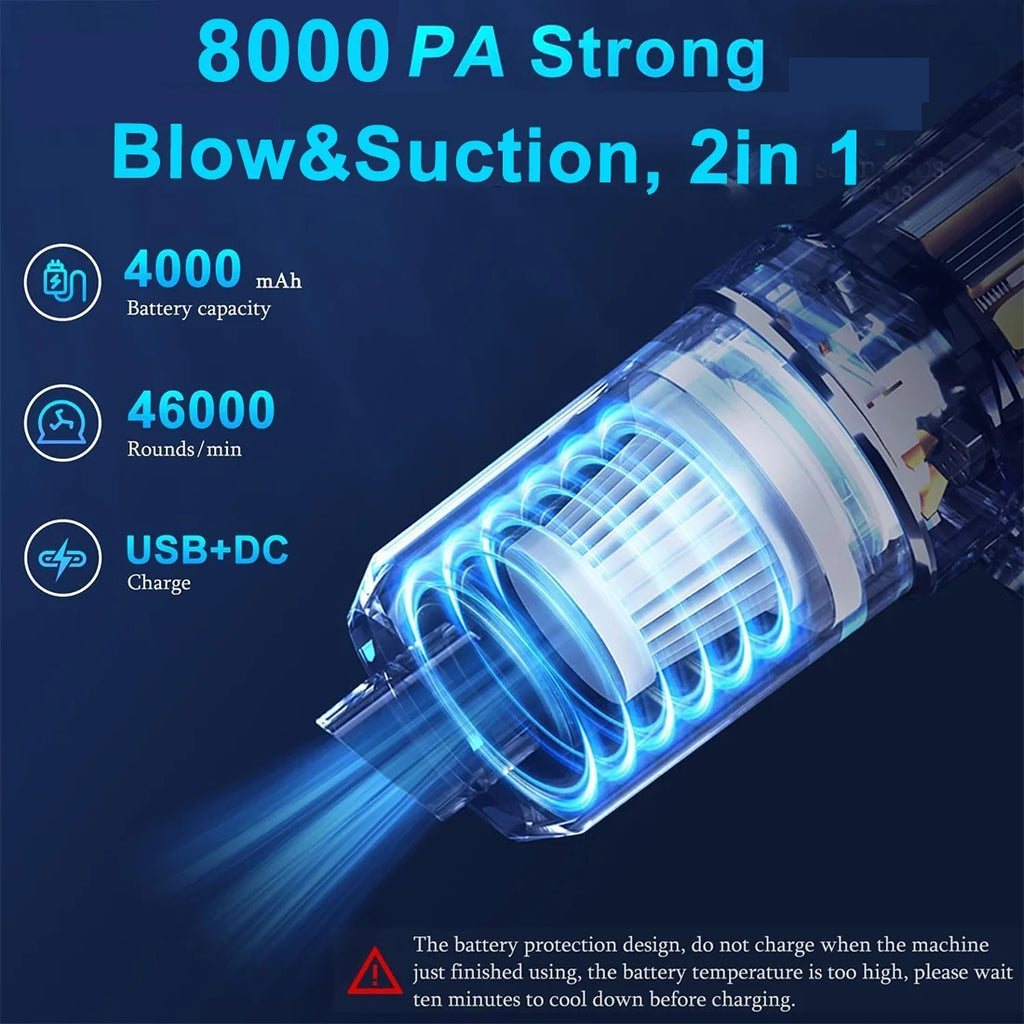 Handheld Cordless Vacuum ,  Powerful 8000PA Suction for Car & Home