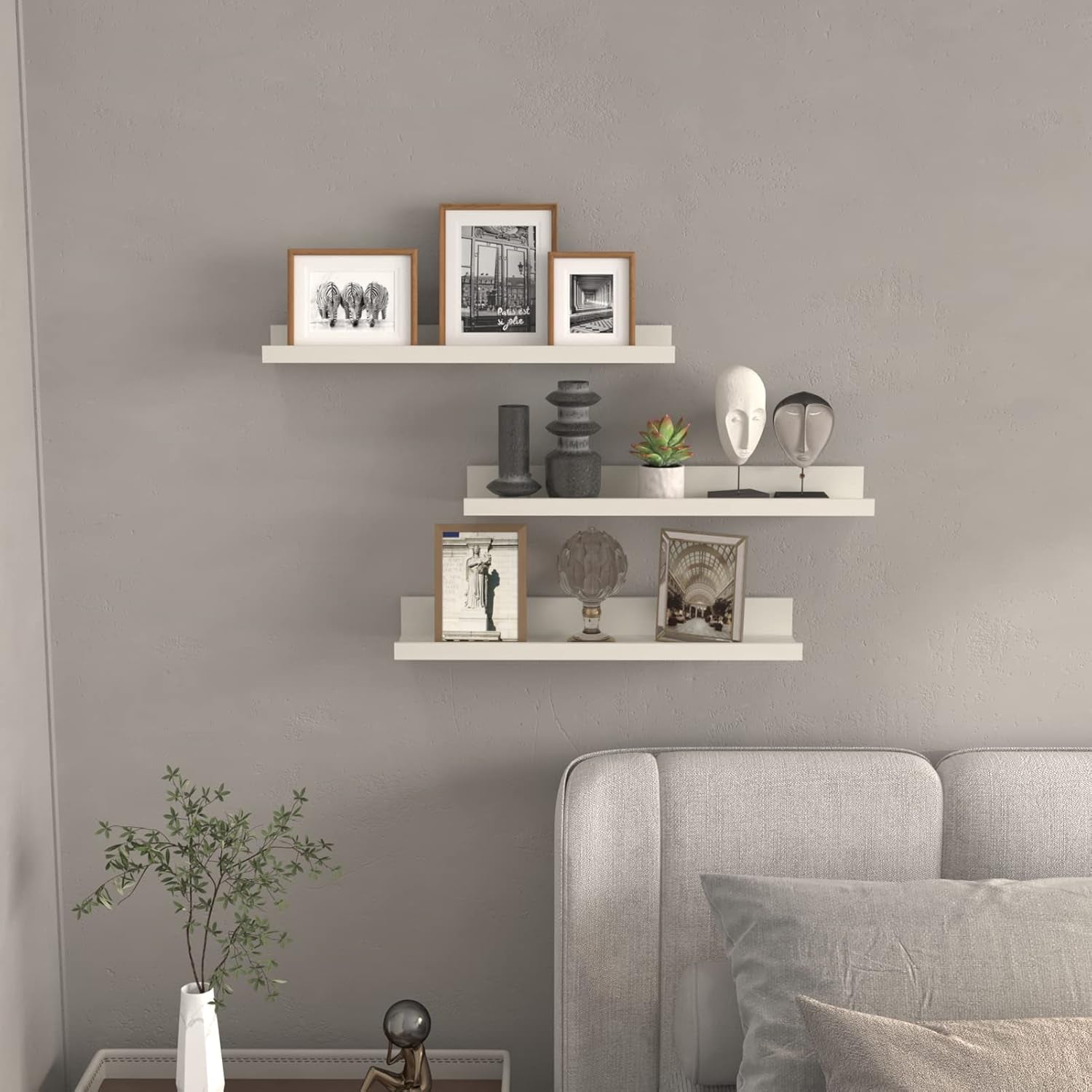 24” Floating Wooden Shelves – Set of 3 (Creamy White)