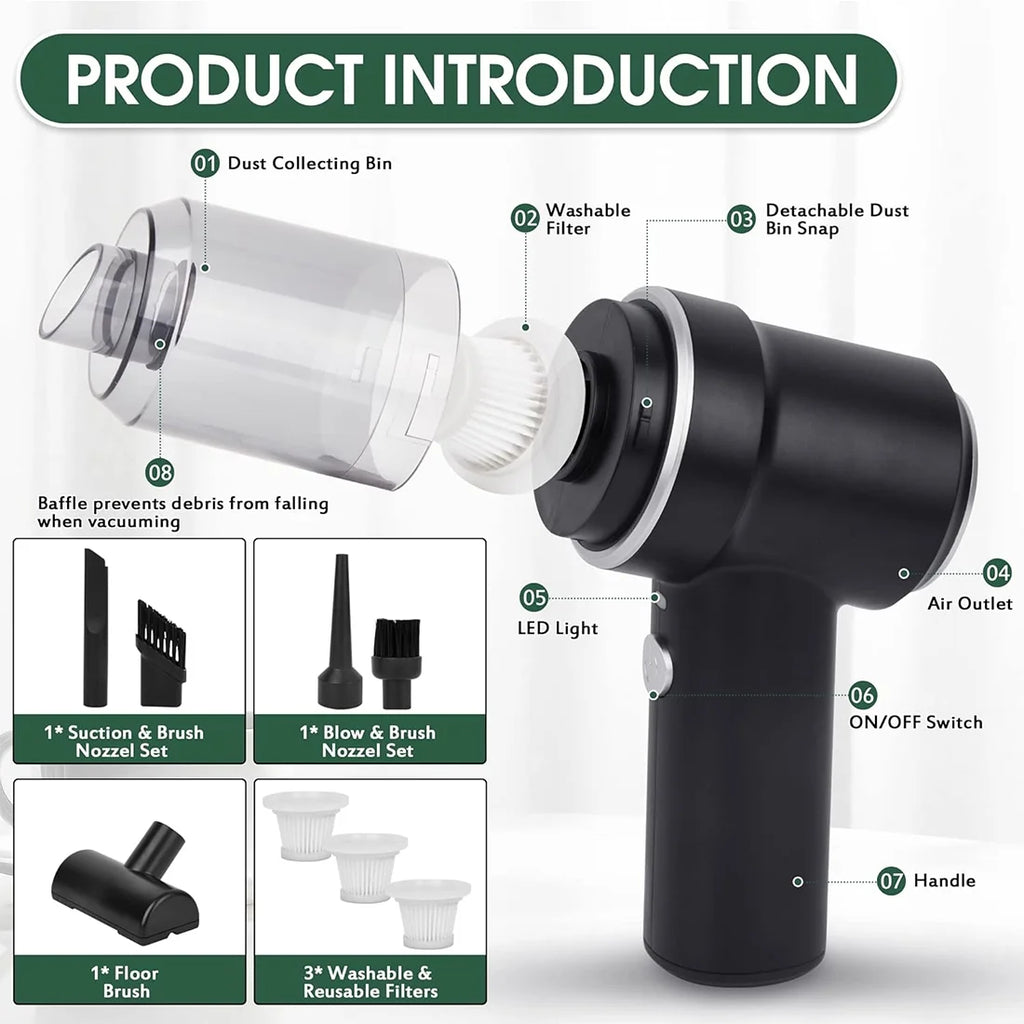 Handheld Cordless Vacuum ,  Powerful 8000PA Suction for Car & Home