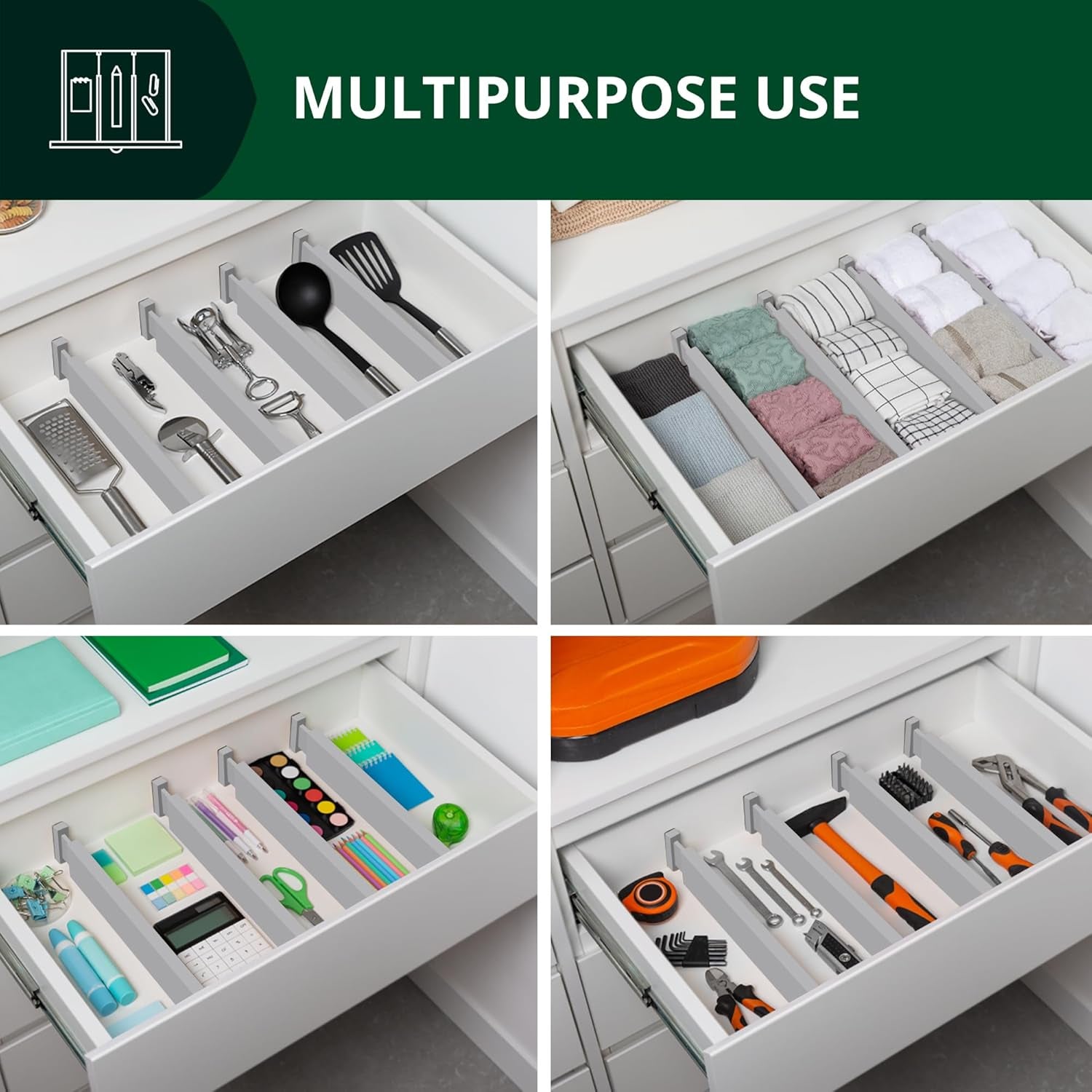 Adjustable Bamboo Drawer Dividers – Expandable (4 Pack)