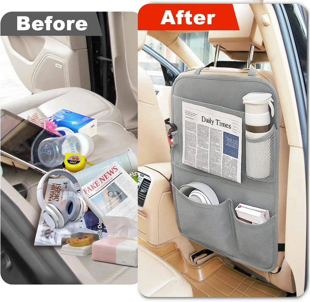 Backseat Car Organizer with Touchscreen Tablet Holder – Kick Mat Protector