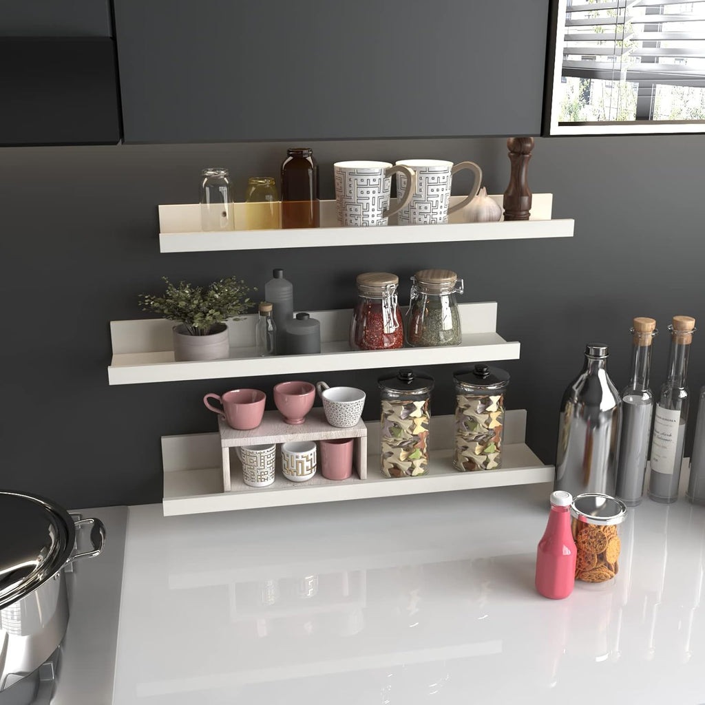 24” Floating Wooden Shelves – Set of 3 (Creamy White)