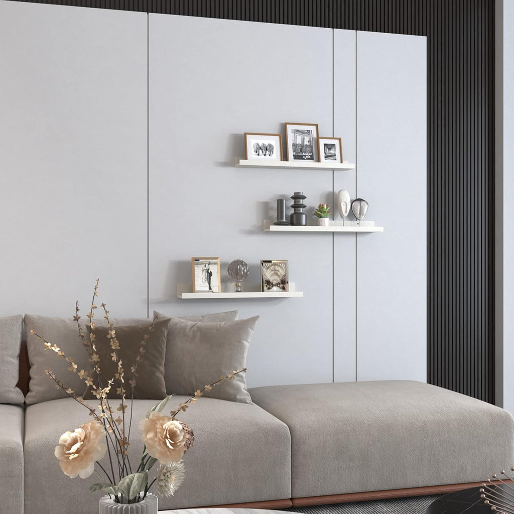 24” Floating Wooden Shelves – Set of 3 (Creamy White)