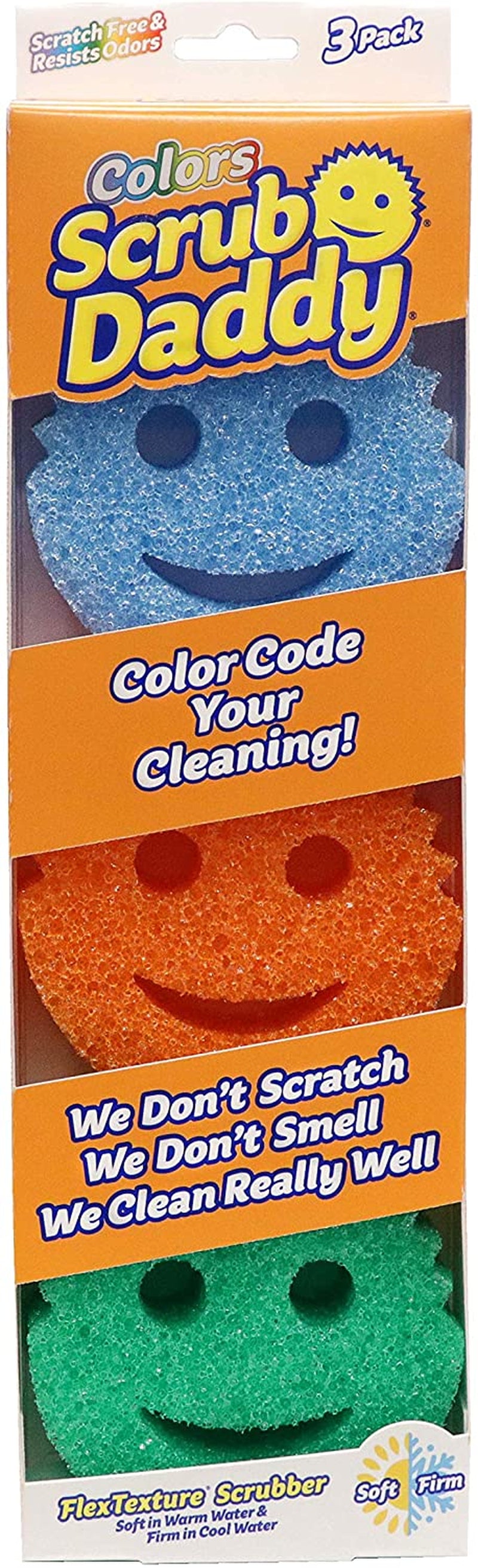 Scrub Daddy Sponge Set (3 Count) – Scratch-Free, Odor-Resistant & Dishwasher Safe