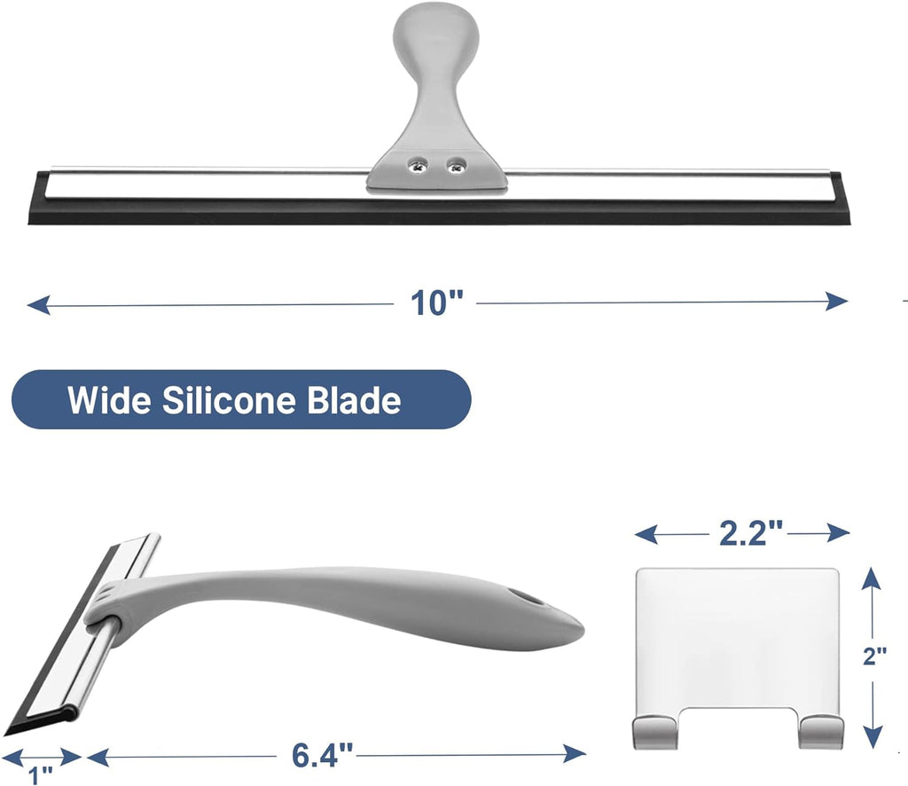 All-Purpose Shower Glass Door Squeegee – 10” with Hook