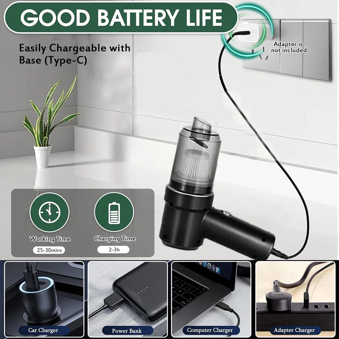 Handheld Cordless Vacuum ,  Powerful 8000PA Suction for Car & Home