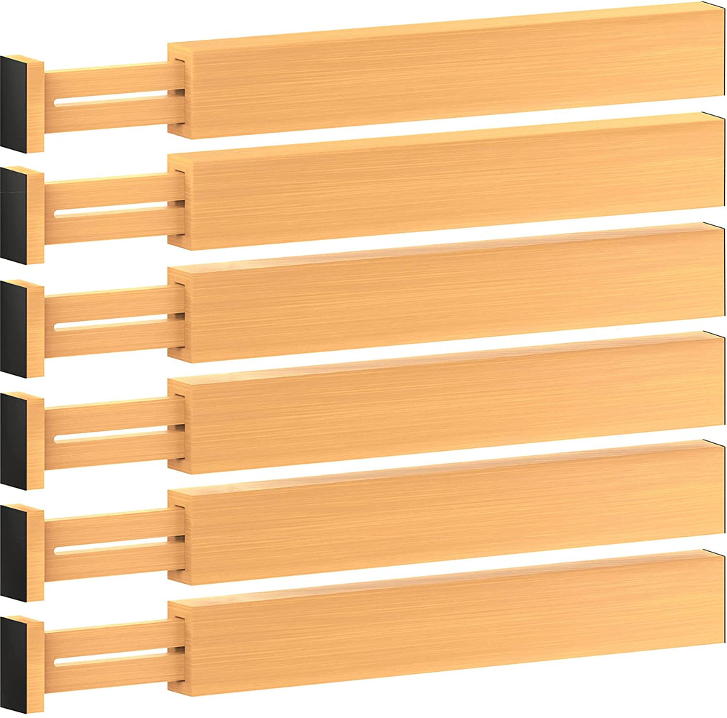 Large Expandable Bamboo Kitchen Drawer Organizer (6 Pack)