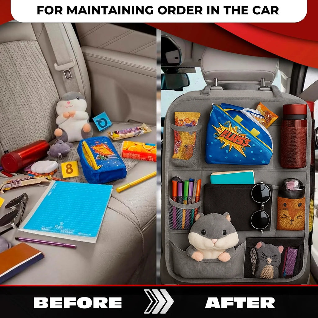 Backseat Car Organizer with Touchscreen Tablet Holder – Kick Mat Protector