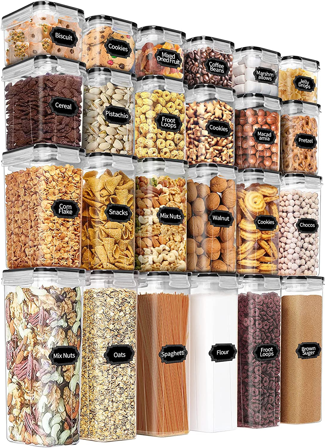 Airtight Cereal & Pantry Food Storage Containers – 24 Pcs (BPA Free)