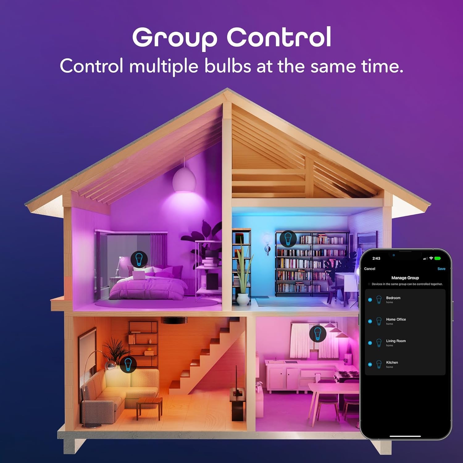 Prisma Plus 800 Smart LED Bulbs (2-Pack) – Color-Changing & Tunable White, Alexa/Google Compatible