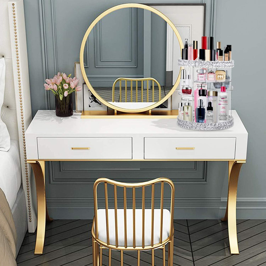 360° Rotating Makeup & Perfume Organizer – Acrylic Storage Case