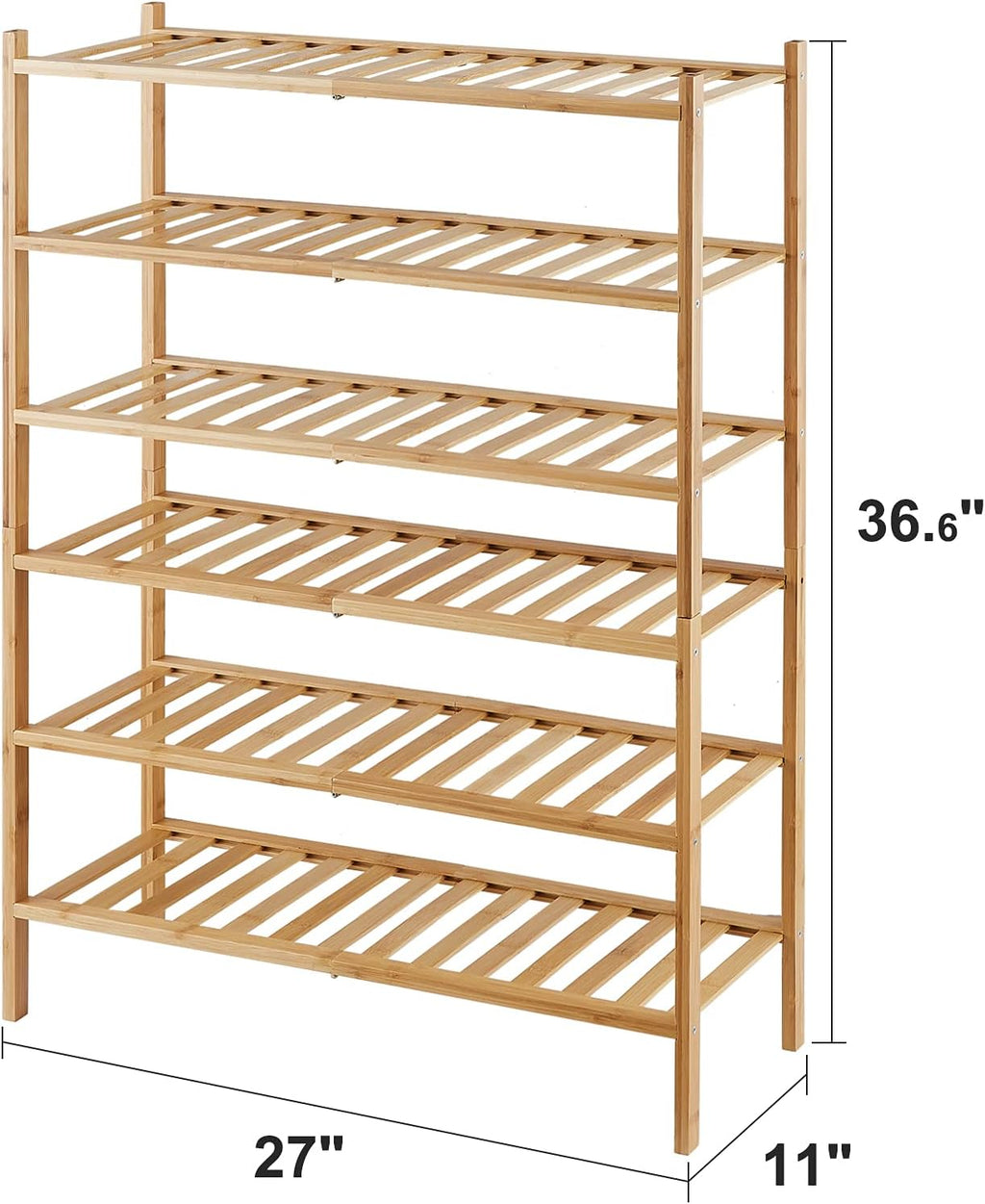 6-Tier Bamboo Shoe Rack – Stackable & Foldable Entryway Organizer