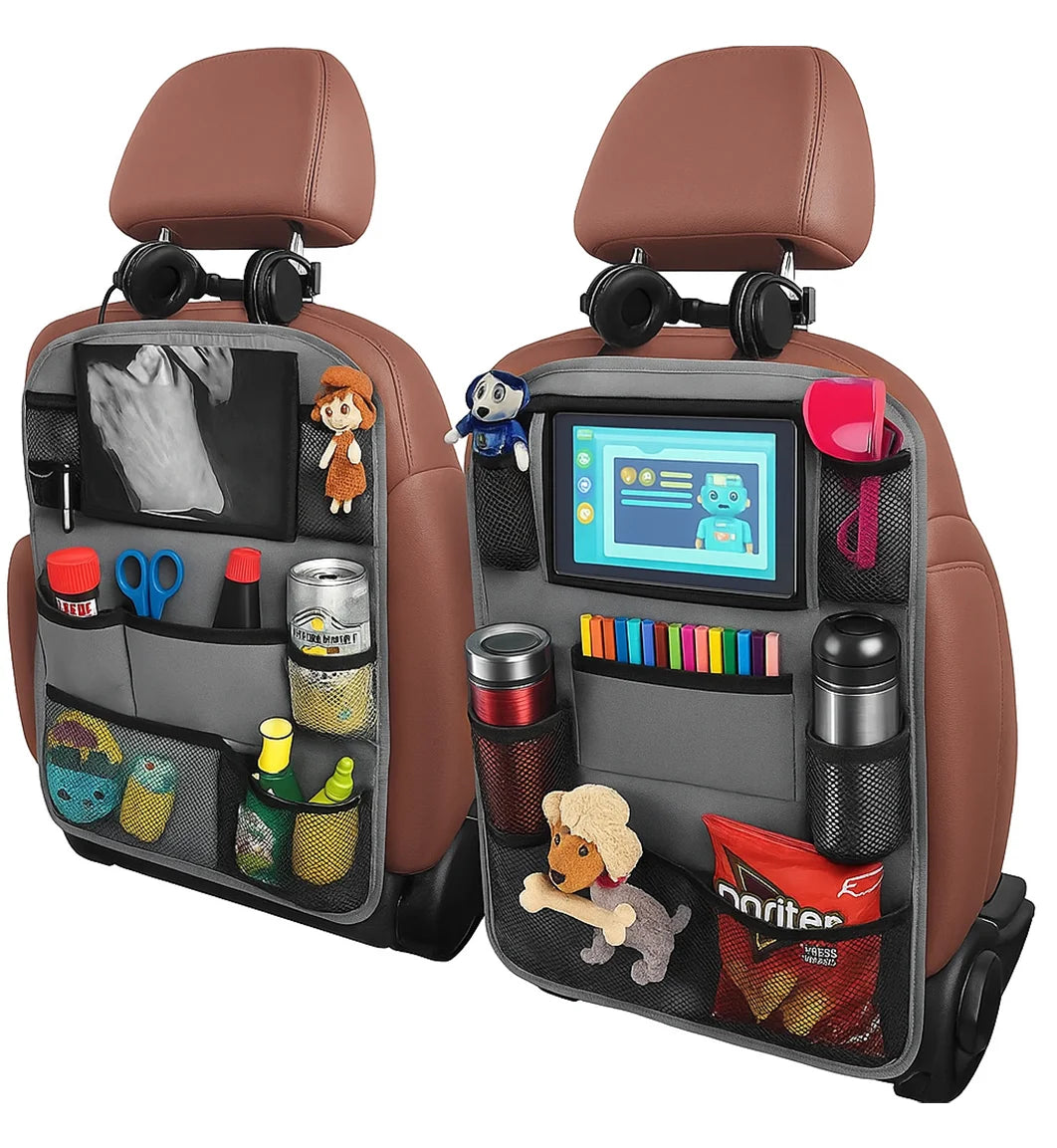 Backseat Car Organizer with Touchscreen Tablet Holder – Kick Mat Protector