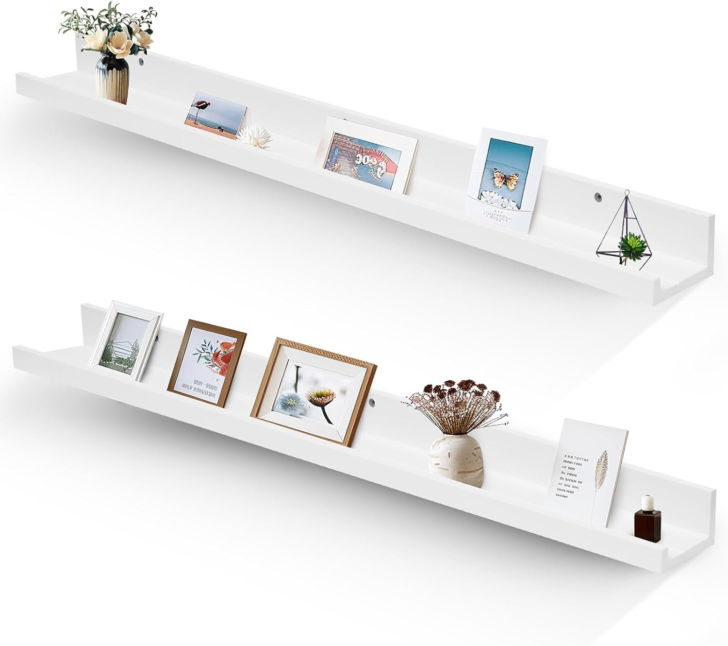 45.3” Floating Wall Ledge Shelves – White (Set of 2)
