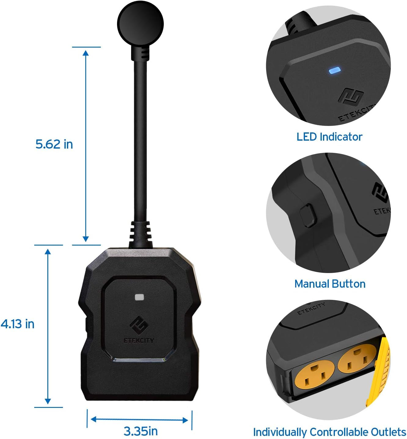Outdoor Smart Plug Wifi with Dual Sockets – Alexa & Google Compatible (Waterproof, Energy Monitoring)